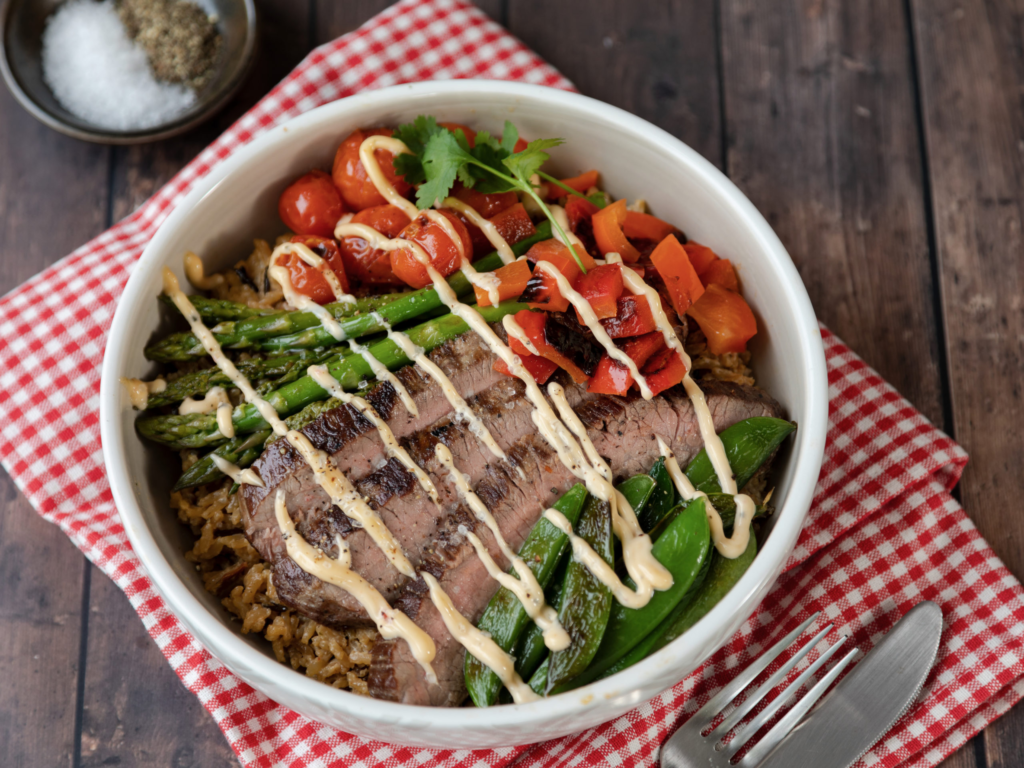 Spicy-Cilantro-Flank-Steak-Rice-Bowl-